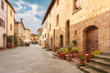 Fototapeta Uliczki - Beautiful and colorful streets of the small and historic Tuscan