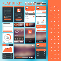 Wall Mural - set of flat design ui elements for website and mobile apps