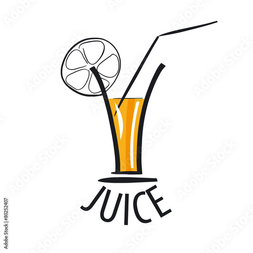 Naklejka - mata magnetyczna na lodówkę vector logo of fresh juice in a glass