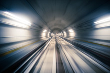 Subway Tunnel And Blurred Light Trails