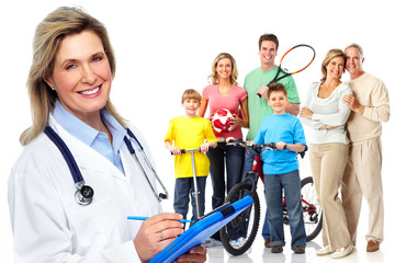 Poster - Medical family doctor and patients.