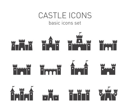 castle icons set.