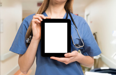 Nurse holding a tablet