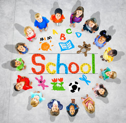 Wall Mural - Kids Imagination Handwriting School Learning Concept
