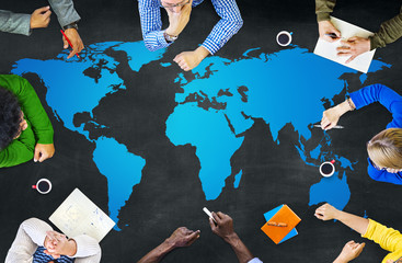 Wall Mural - global business people togetherness success growth concept