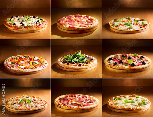 Naklejka - mata magnetyczna na lodówkę pizza collage