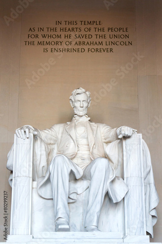 Fotografia The statue of Abraham Lincoln, Lincoln Memorial, Washington DC.