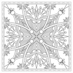 Wall Mural - coloring book square page for adults - ethnic floral carpet desi