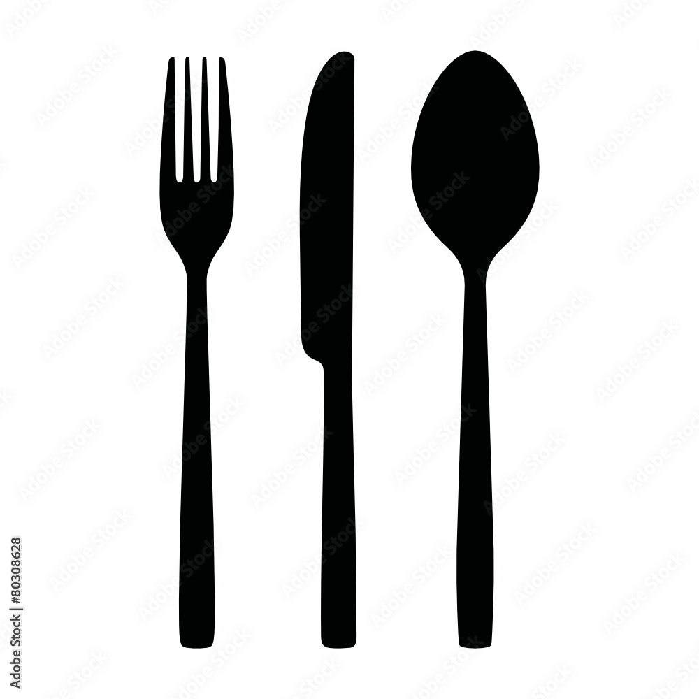 Besteck Silhouetten Messer Gabel Löffel Stock Vector