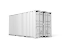 White Cargo Container Isolated On White Background