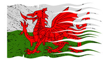Wavy Welsh Flag Grunged