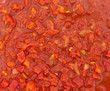 Close view of diced tomatoes with jalapenos