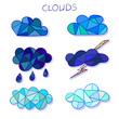Set of mosaic clouds. Vector icons.