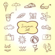 Set of summer icons. Hand drawn vector.