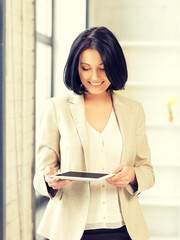 Canvas Print - happy woman with tablet pc computer