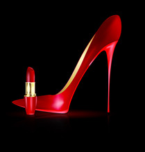 Big Red Shoe And Lipstick