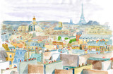 Fototapeta Boho - city of Paris in watercolor