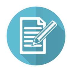 Fototapete - subscribe blue flat icon write sign
