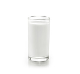 fresh milk in the glass on white background, isolated