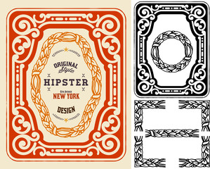 Retro card with design elements. Organized by layers.