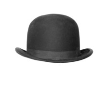 Black Bowler Hat Isolated On White Background.