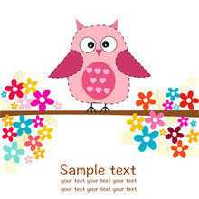Cute Owl With Flowers Baby Girl Shower Greeting Card