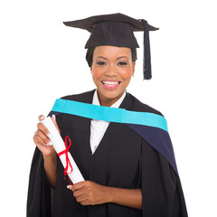 Wall Mural - female african college graduate holding certificate