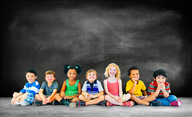 kids children diversity happiness group education concept