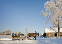 Landscape In Winter In Russia In Russian Village In Winter