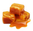 Caramel toffee and sauce isolated