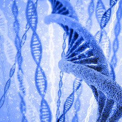 Digital illustration DNA structure in colour background