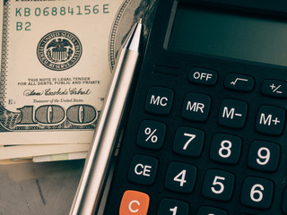 Wall Mural - dollar on the desk, Stock Market Finance.