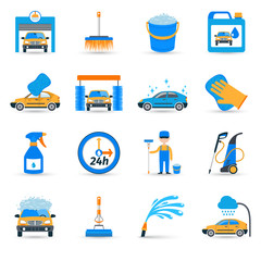 Wall Mural - Car wash service icons set