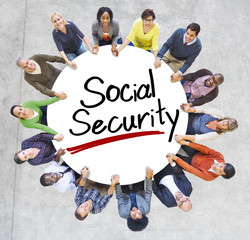 Sticker - Aerial View of People and Social Security Concepts