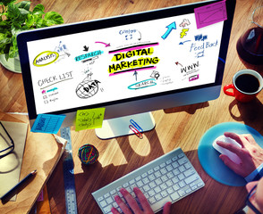 Wall Mural - Digital Marketing Branding Strategy Online Media Concept