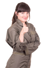 beautiful young female pilot wearing uniform