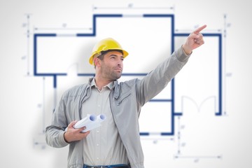 Poster - Composite image of architect pointing