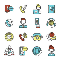 Wall Mural - Call Center Icons Set