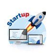 Startup vector illustration, innovation technologies