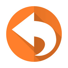 Back Orange Flat Icon Arrow Sign