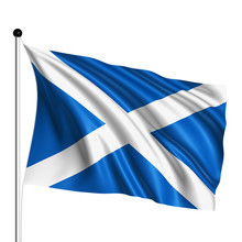 Scotland Flag With Fabric Structure On White Background