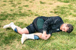 © Mirko Vitali - Soccer player goalkeeper injured during amateur football match