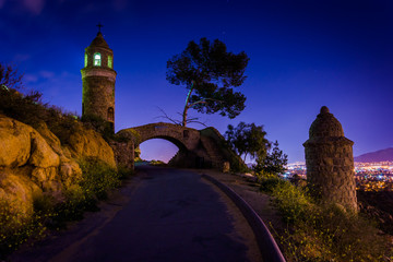 Sticker - The Peace Bridge at night, at Mount Rubidoux Park, in Riverside,