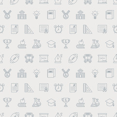 Sticker - School line icon pattern set