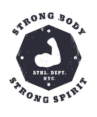 Wall Mural - Strong body, strong spirit, gym t-shirt print design