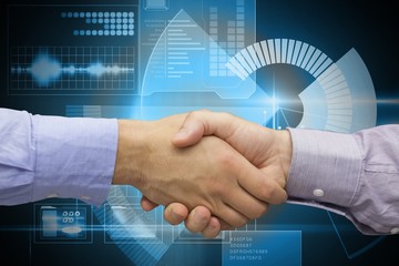 Aufkleber - Composite image of hand shake in front of wires