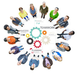 Poster - Teamwork Team Group Gear Partnership Cooperation Concept