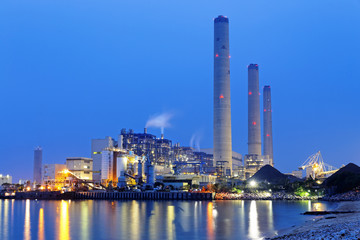 power plant at night