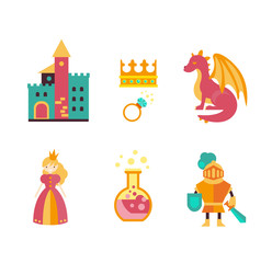 Wall Mural - collection of vector fairy tale elements, icons