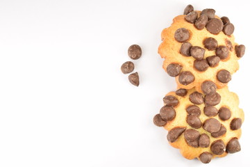 Wall Mural - Cookies with chocolate chips isolated on white.